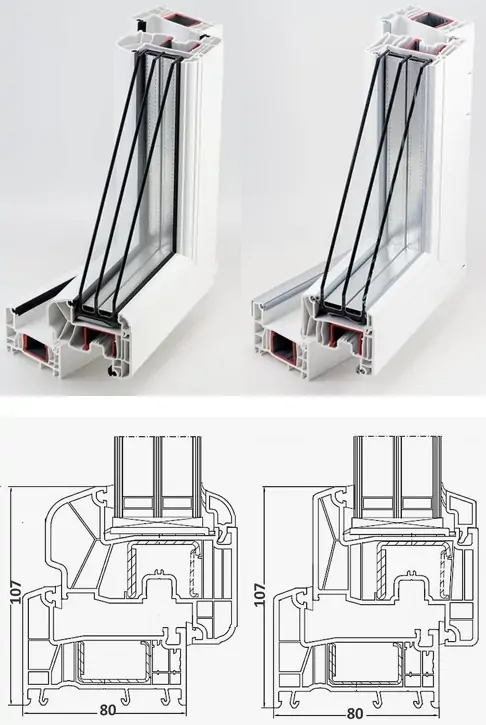 REHAU INTELIO 80 классическая и скругленная.